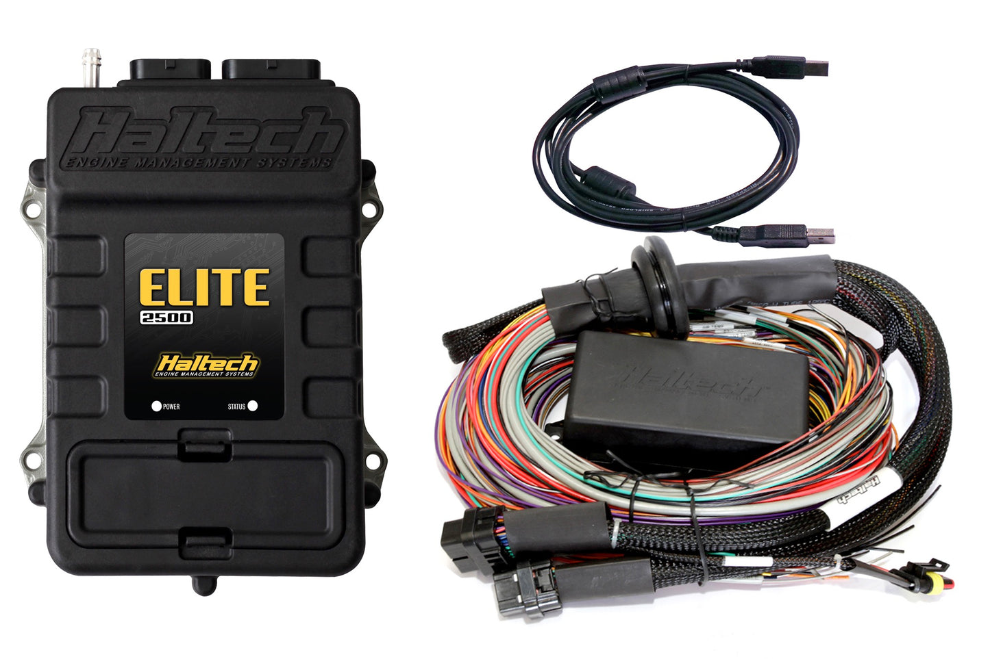 Haltech BUNDLE SAVER- Elite 2500 + Premium (2.5m) Universal Wire-in Harness Kit + Wideband Kit + IC-7 Dash